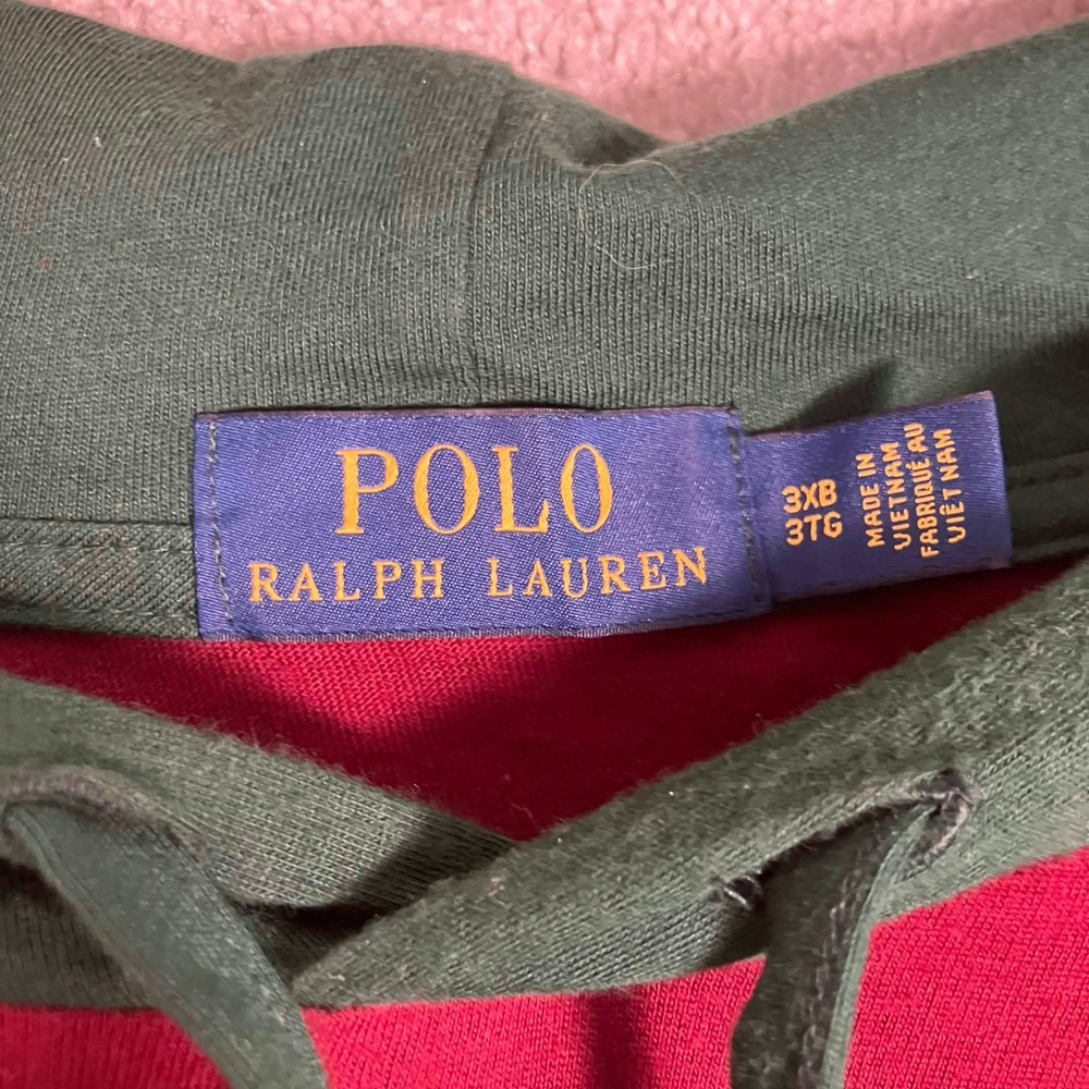 Polo Ralph Lauren Hoodie Mens 3XB Green Red Striped Long Sleeve Cotton Big Tall - Picture 4 of 16